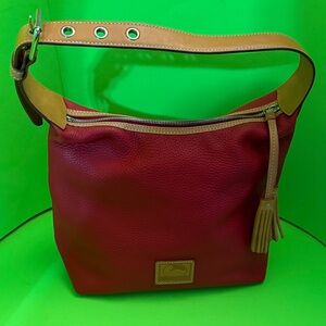 Dooney & Bourke Red Hobo Bag with Tan Details